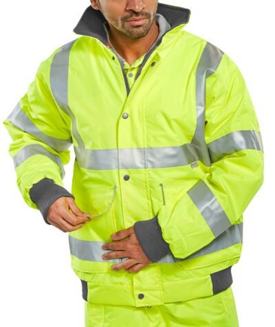Beeswift Super Bomber Hi-Vis Waterproof Jacket - High Visibility Bomber Jackets | Xcel UK