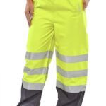 Beeswift Belfry Two-Tone Hi-Vis Waterproof Trousers - Workwear Trousers | Xcel UK
