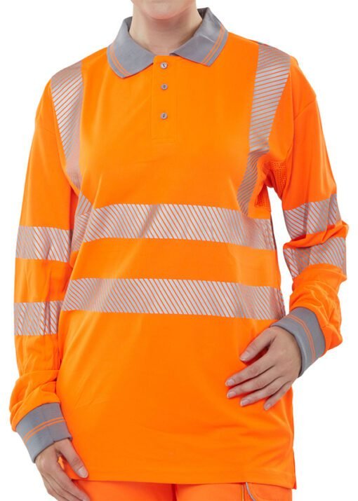 Beeswift Executive Hi-Vis Long Sleeve Rail Polo Shirt 
