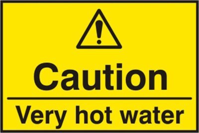 CAUTION HOT WATER SIGN - Safety Signs Hazard Signs | Xcel UK