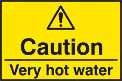 CAUTION HOT WATER SIGN - Safety Signs Hazard Signs | Xcel UK