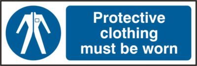 PROTECTIVE CLOTHING MUST BE WORN RIGID PVC SIGN - Safety Signs Mandatory Signs | Xcel UK