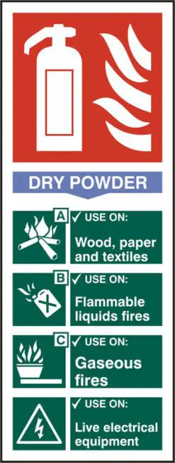 Beeswift Fire Extinguisher Dry Powder Sign Rigid PVC - Safety Signs Fire Equipment Signs | Xcel UK
