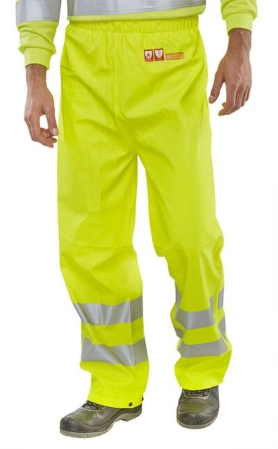 Beeswift Fire Retardant Hi-Vis Anti-Static Overtrousers - Workwear Trousers | Xcel UK