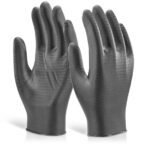 Beeswift Glovezilla Nitrile Disposable Gripper Gloves Powder Free - Safety Gloves | Xcel UK