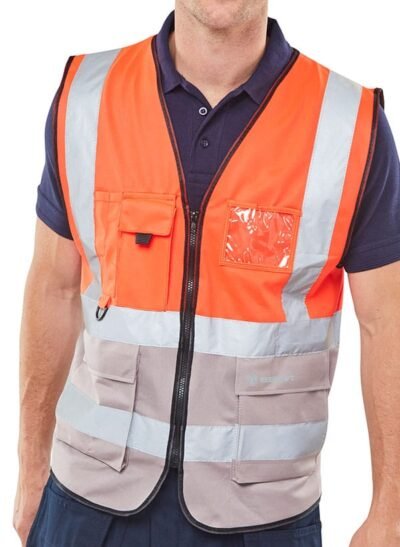 Beeswift Hi-Vis Two Tone Executive ID Vest - High Visibility Waistcoats/Vests | Xcel UK