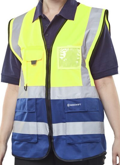 Beeswift Hi-Vis Two Tone Executive ID Vest - High Visibility Waistcoats/Vests | Xcel UK