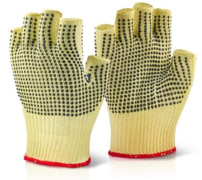 Beeswift Reinforced Fingerless Dotted Gloves - Safety Gloves | Xcel UK
