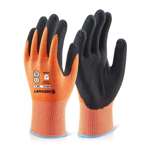 Beeswift Kutstop Micro Foam Nitrile Amber Cut Level 3 Gloves 