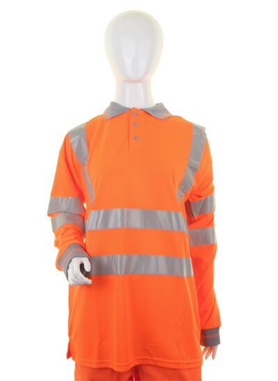 Beeswift Ladies Hi-Vis Long Sleeve Rail Spec Polo Shirt - High Visibility Polo Shirts | Xcel UK