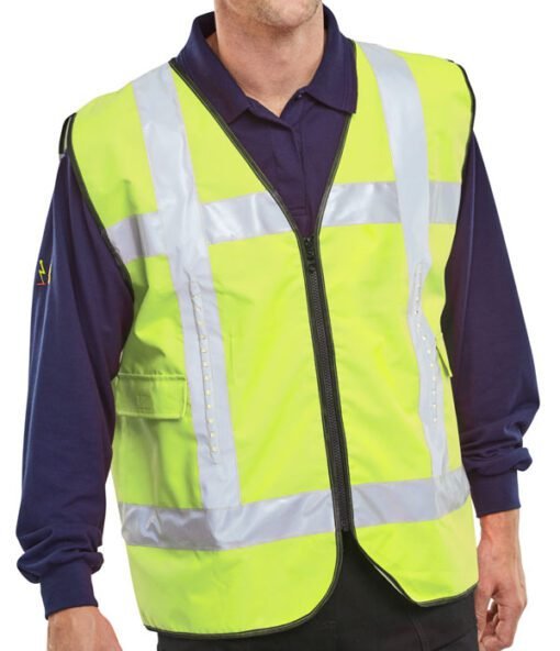 Light Vest Hi-Vis LED Light Up Basic Vest with Pockets 