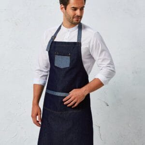 Premier Domain contrast denim bib apron