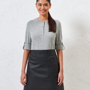 Premier Division waxed-look denim waist apron