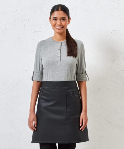 Premier Division waxed-look denim waist apron