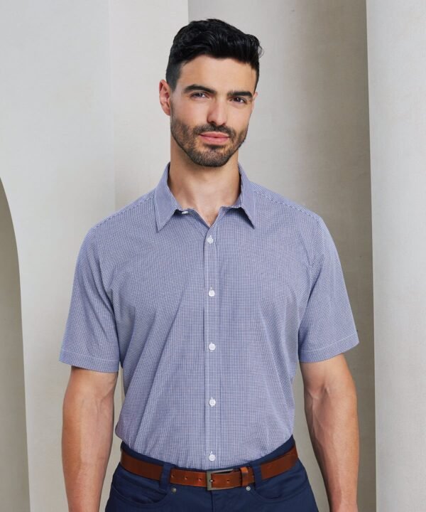 Premier Microcheck (gingham) short sleeve cotton shirt - Shirts | Xcel UK