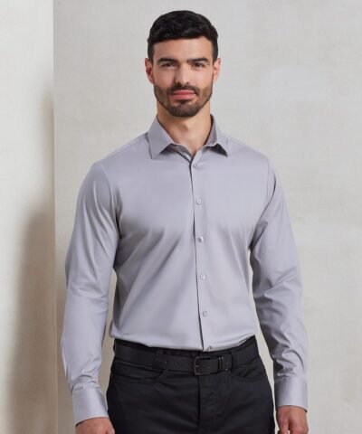Premier Stretch fit cotton poplin long sleeve shirt - Shirts | Xcel UK