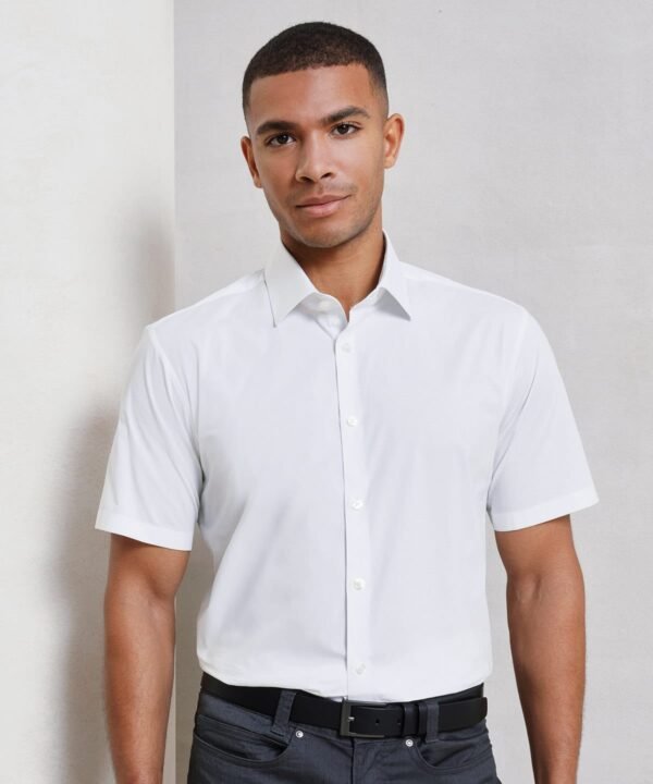 Premier Stretch fit cotton poplin short sleeve shirt - Shirts | Xcel UK