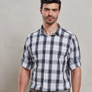 Premier Ginmill check cotton long sleeve shirt