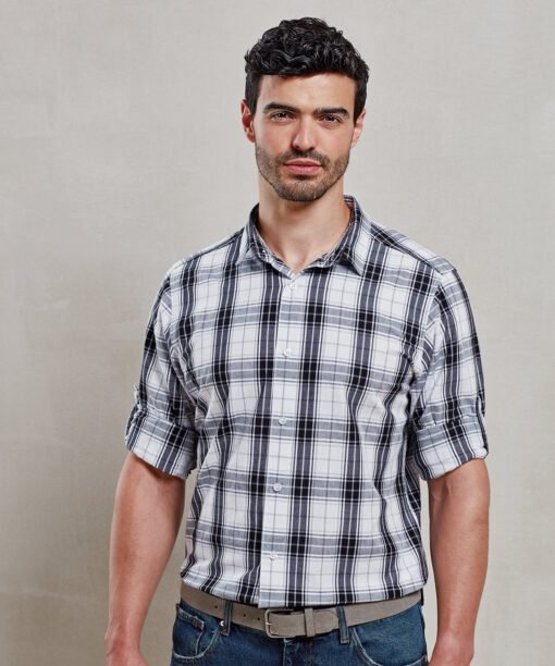Premier Ginmill check cotton long sleeve shirt