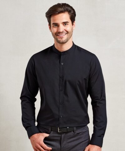 Premier Banded collar grandad long sleeve shirt - Shirts | Xcel UK