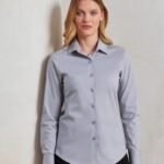 Premier Women's stretch fit cotton poplin long sleeve blouse - Shirt | Xcel UK