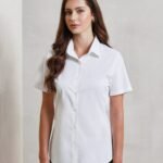 Premier Women's stretch fit cotton poplin short sleeve blouse - Blouses | Xcel UK
