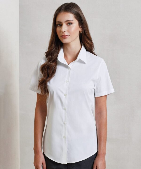 Premier Women's stretch fit cotton poplin short sleeve blouse - Blouses | Xcel UK