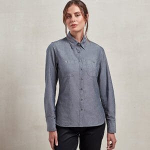 Premier Women’s chambray shirt, organic and fairtrade certified