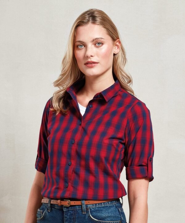 Premier Women's mulligan check cotton long sleeve shirt - Shirts | Xcel UK
