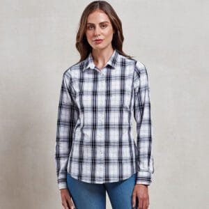 Premier Women’s ginmill check cotton long sleeve shirt