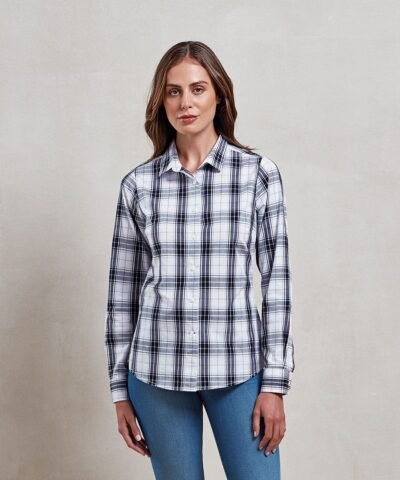 Premier Women's ginmill check cotton long sleeve shirt - Shirts | Xcel UK