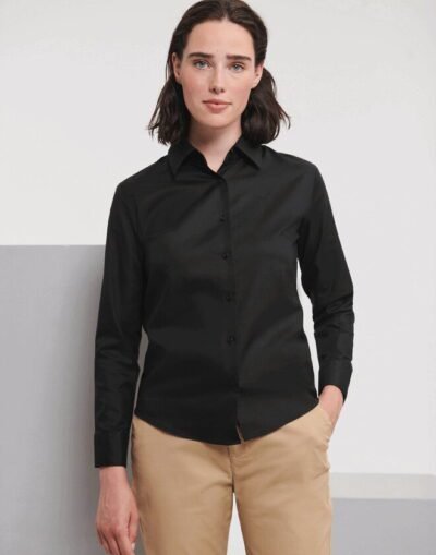 Russell Athletic LADIES LONG SLEEVE TAILORED OXFORD SHIRT — Custom Embroidery Available