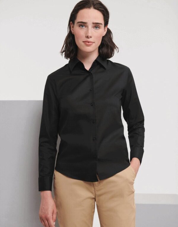 Russell Athletic LADIES LONG SLEEVE TAILORED OXFORD SHIRT — Custom Embroidery Available