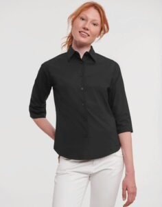 Russell Athletic LADIES 3/4 SLEEVE FITTED STRETCH SHIRT