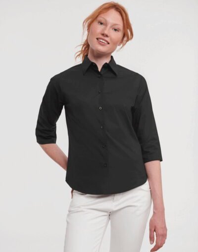 Russell Athletic LADIES 3/4 SLEEVE  FITTED STRETCH SHIRT — Custom Embroidery Available