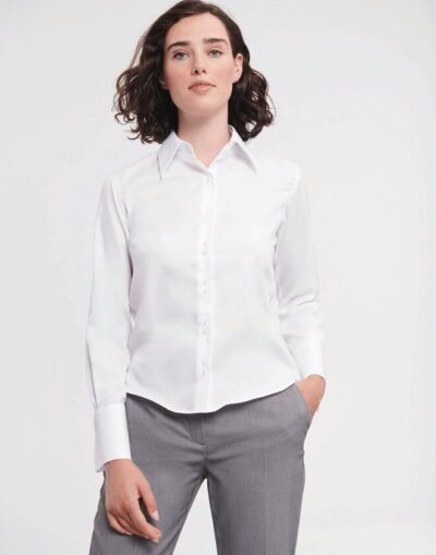 Russell Athletic LADIES LONG SLEEVE ULTIMATE NON-IRON SHIRT — Custom Embroidery Available