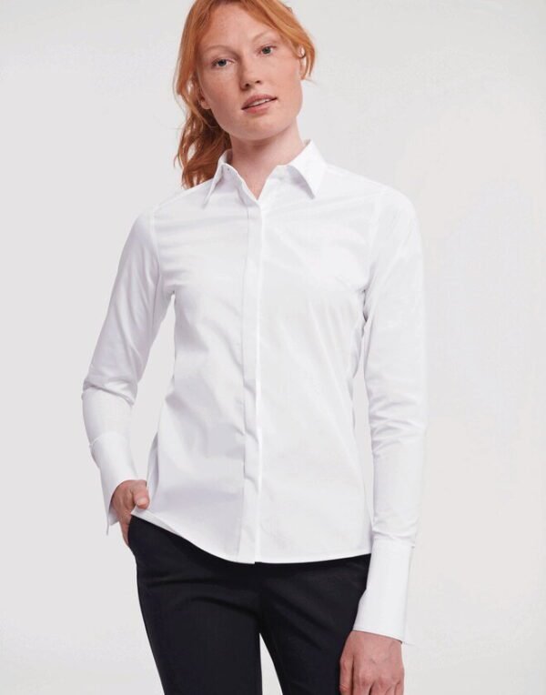 Russell Athletic LADIES LONG SLEEVE ULTIMATE STRETCH SHIRT — Custom Embroidery Available