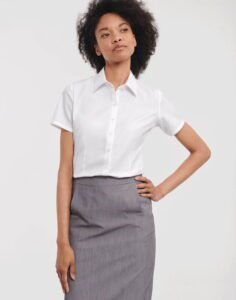Russell Athletic LADIES SHORT SLEEVE HERRINGBONE SHIRT