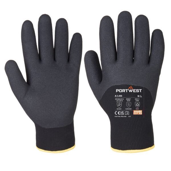 Portwest Cold 15 Nitrile Sandy 3/4 Dipped Glove — Custom Embroidery Available
