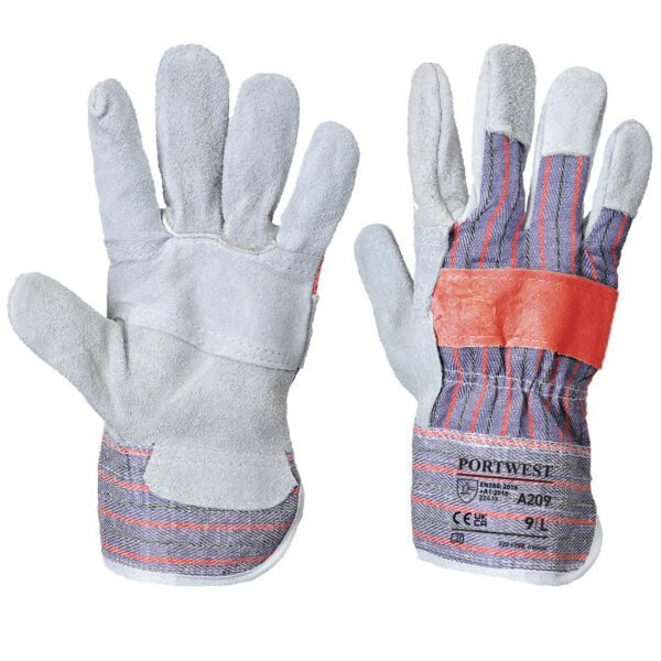 Portwest Leather Rigger 300 Cow Split Palm Bar Glove — Custom Embroidery Available