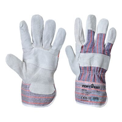 Portwest Leather Rigger 260 Cow Split Palm Bar Glove — Custom Embroidery Available
