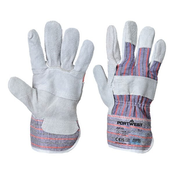 Portwest Leather Rigger 260 Cow Split Palm Bar Glove — Custom Embroidery Available
