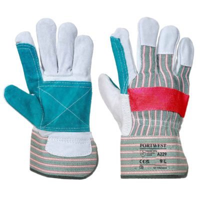 Portwest Leather Rigger 320 Cow Split Reinforced Palm Glove — Custom Embroidery Available