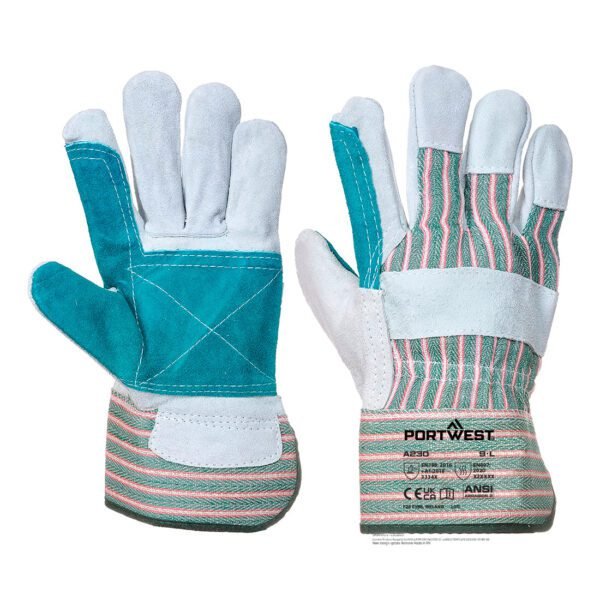 Portwest Leather Rigger 365 Cow Split Reinforced Palm Glove — Custom Embroidery Available