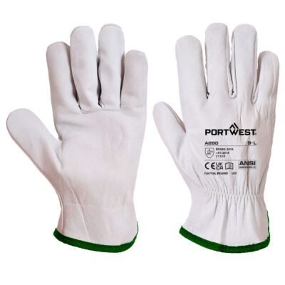Portwest Leather Driver 115 Goat Grain Glove — Custom Embroidery Available