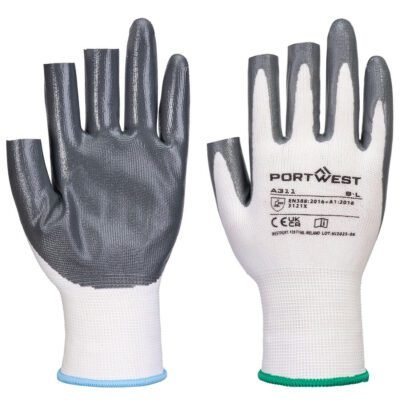 Portwest Grip 13 Nitrile 3 Fingerless Glove (Pk 12) — Custom Embroidery Available