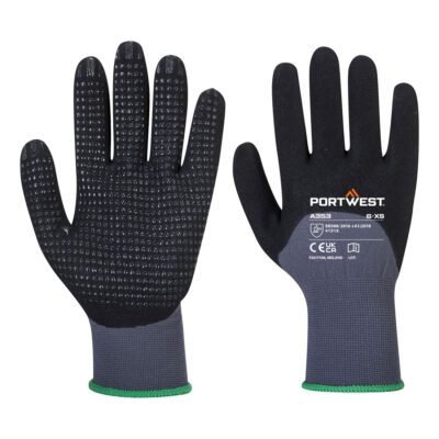 Portwest Grip 15 Nitrile Sandy 3/4 Palm Dotted Glove — Custom Embroidery Available