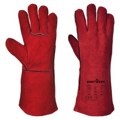 Portwest Welders 210 Split Leather Red Gauntlet — Custom Embroidery Available