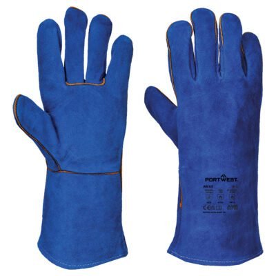 Portwest Welders 210 Split Leather Blue Gauntlet — Custom Embroidery Available