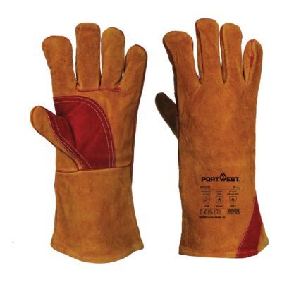 Portwest Welders 330 Split Leather Reinforced Palm Gauntlet — Custom Embroidery Available